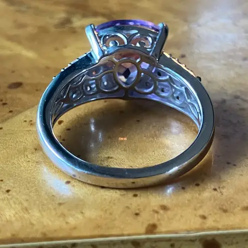 Moroccan Amethyst Red Garnet Sterling Silver Ring Purple Size 8