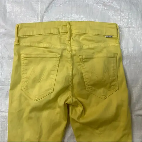 MOTHER The Looker Crop Womens Yellow Jeans Blinding Light Size 26x29Made in USA