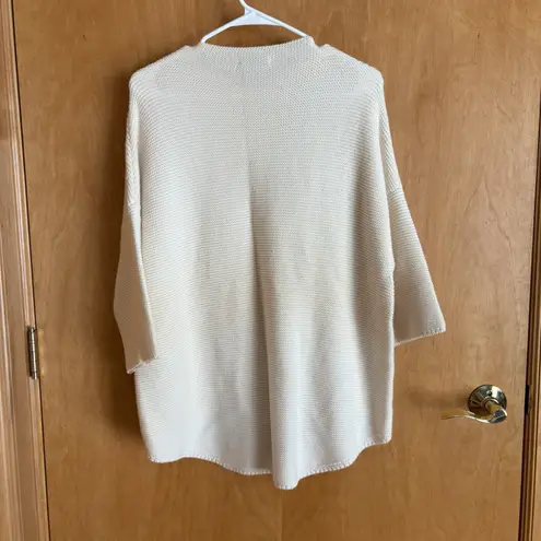 ATM Anthony Thomas Melillo Beige knitted 3/4 sleeve boat neck sweater shirt XS White