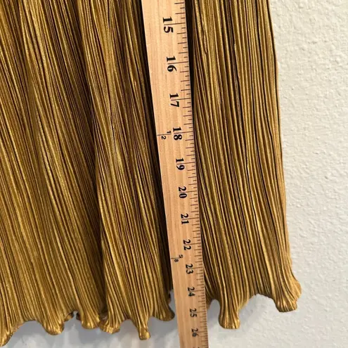 Lulus Deeply Glamorous Gold Plisse Strapless Drop Waist Mini Dress Size Large