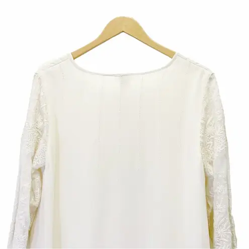 Sundance Cream Boho Embroidered Ivory Lace Long Sleeve Flowy Blouse Size Medium