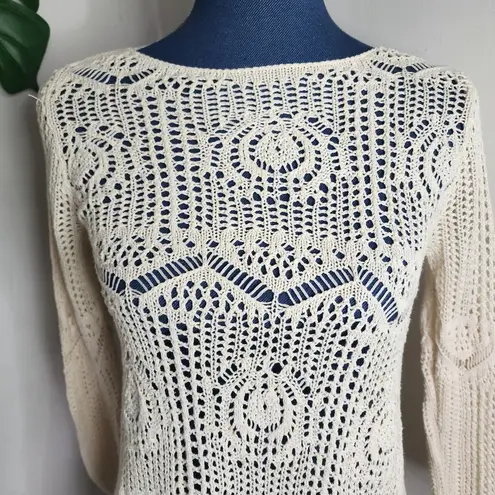 Jeanne pierre Natural Stretchy Crochet Tunic Top