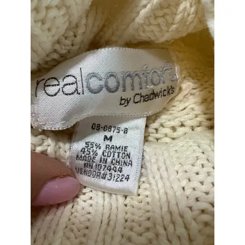 Real Comfort Cream Cable Knit Turtleneck Sweater Womens Medium Knitwear
