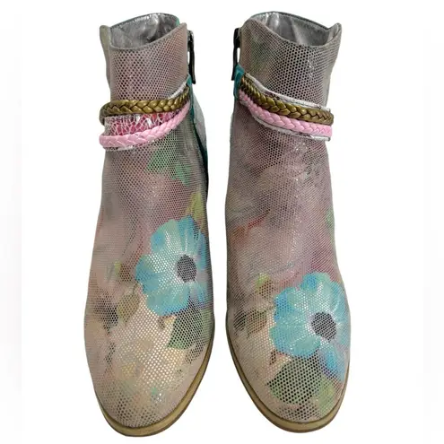 L’ARTISTE GAVIVA TURQUOISE LEATHER ANKLE BOOT Blue Size 7