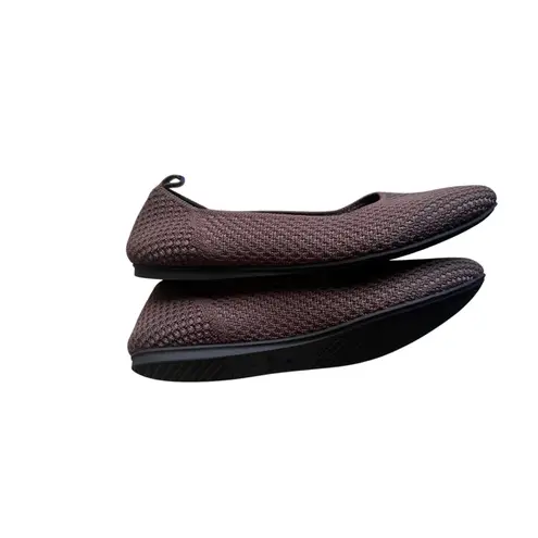 Rothy's Max Square Ballet Flats in Maple (Mocha Mousse Color) Micro Check Size 8 Brown