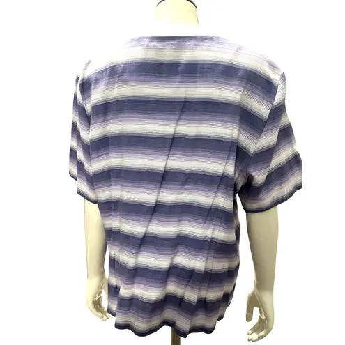Alfred Dunner Size 16 Lavender Stripe Button Blouse Cottagecore Soft Grunge Rayo Purple