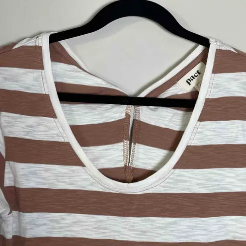 Pact Womens Short Sleeve Scoop Neck Organic Cotton Knee Length Dress Small Brown