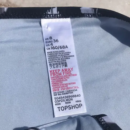 Topshop Gray and White Floral Printed  Side Tie Bikini Swim Bottoms