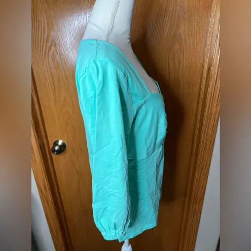 Boston Proper teal blouse size large