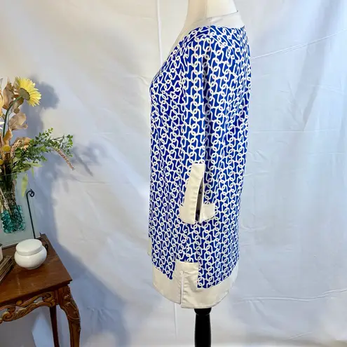 Jude Connally Holly Cobalt and White Geometric Tunic / Mini Dress – Size XS💚 Blue