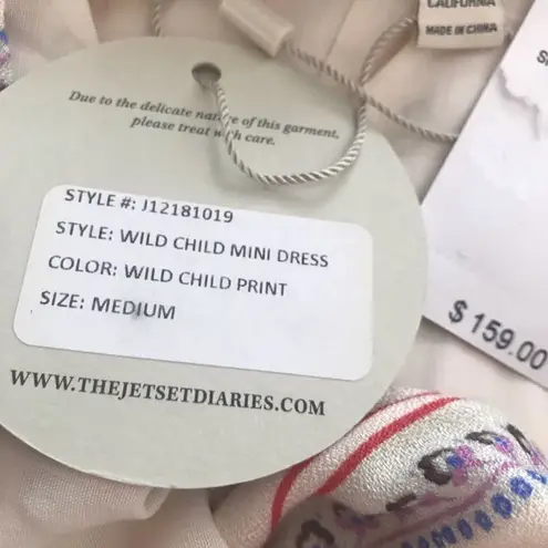 The Jetset Diaries Mini Wrap Dress Floral Print Spaghetti Strap Cream Medium New