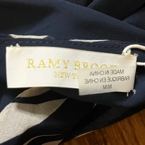 Ramy Brook Lori Printed Silk Mini Dress navy zebra print smocked waist Size M