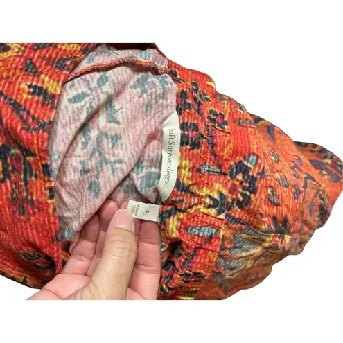 Soft Surroundings Women’s Skirt Orange Midi Boho Baroque Velvet Hem Size L