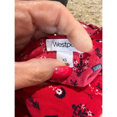 Westport Women's Red & Black Floral Print Sleeveless Blouse XS