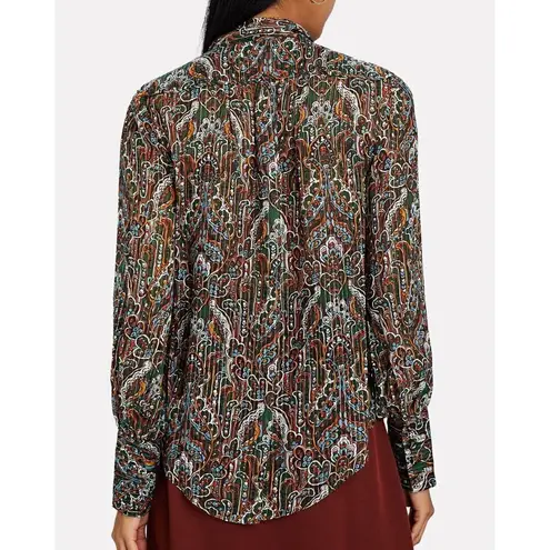 Veronica Beard đź’•VERONICAL BEARDđź’• Zaylee Tie-Bow Metallic Silk-Blend Blouse ~ Paisley Print 6