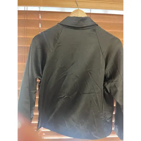 MSK Cropped Satin Women Sz Medium Shiny Black Blazer Jacket 3/4 Sleeves