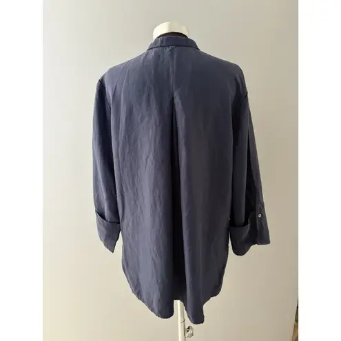 Kobi Halperin Marni Tunic Womens Size M Navy Relaxed Lagenlook Minimalist Lux Blue Size M