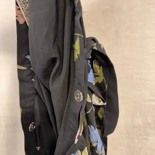 7th Avenue M Floral Pleated Wrap Skirt Pleated Midi Boho Fairy Cottage Retro Black Size M