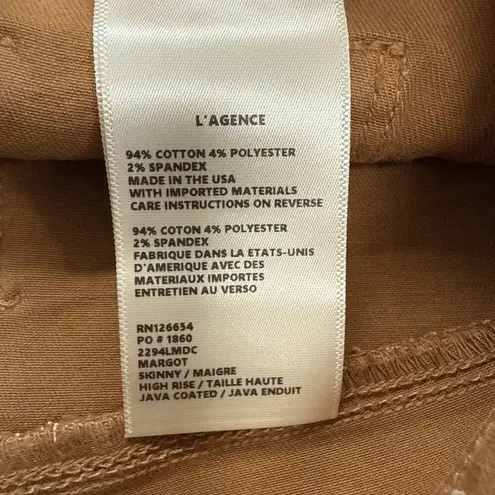 L'Agence L’AGENCE Margot High Rise Cropped Skinny Jeans Size 30 Java Coated Stretch - Image 8