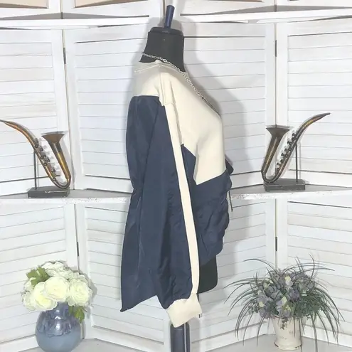 Korea Fashion Oversized Long Sleeve Top BTS Style Cream Blue S