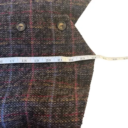 Vintage Womens Tweed Wool Blazer Size 12 Plaid Office Professional Career Work Brown