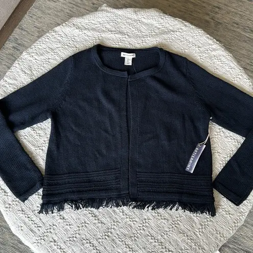 Artisan NY Blue Knit Cardigan with Fringe Detail