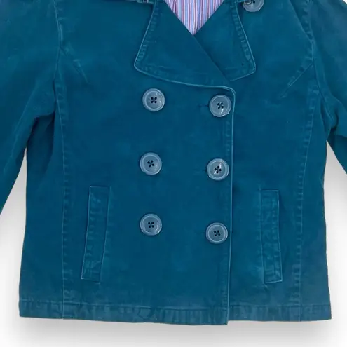 American Eagle Y2K  Teal Blue Big Button Double Breasted Pea Coat Size Large