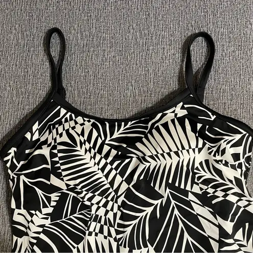 Maxine of Hollywood Black & White Fern Print One Piece Swimsuit