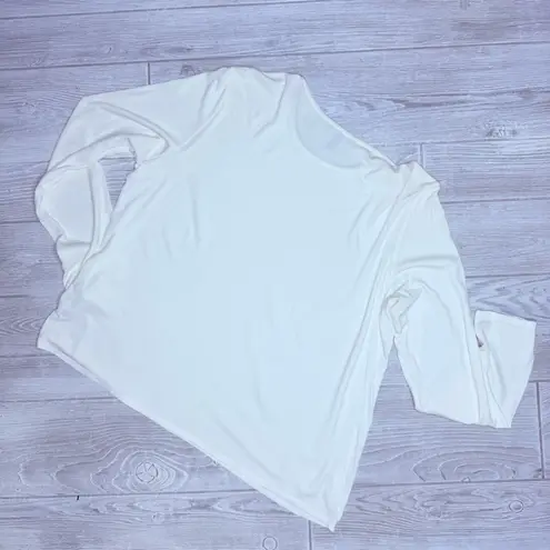 Eileen Fisher  Woman Silk Round Neck Long Sleeve Top in Cream white xl shirt