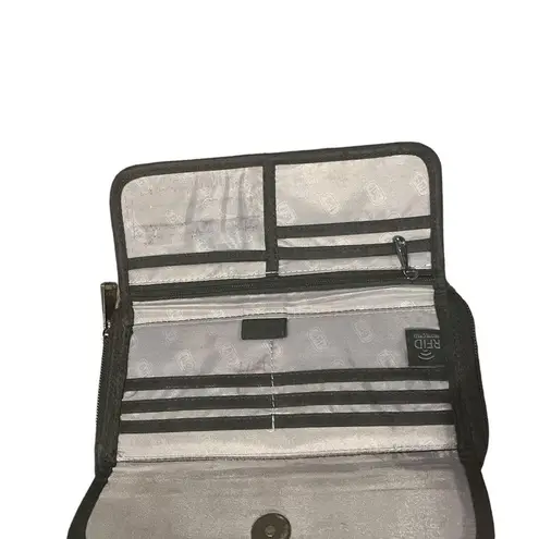 Lug Quilted Flap Snap Zip Around RFID Organizer Large Wallet Nylon Black