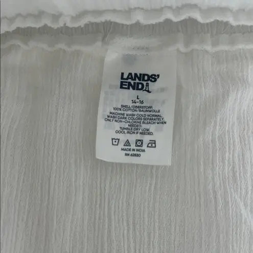Lands End Women's Gauze Maxi Swim Cover Up Size Large White