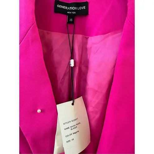 Generation Love Nadia Faux Pearl-Embellished Blazer in Magenta Size XS