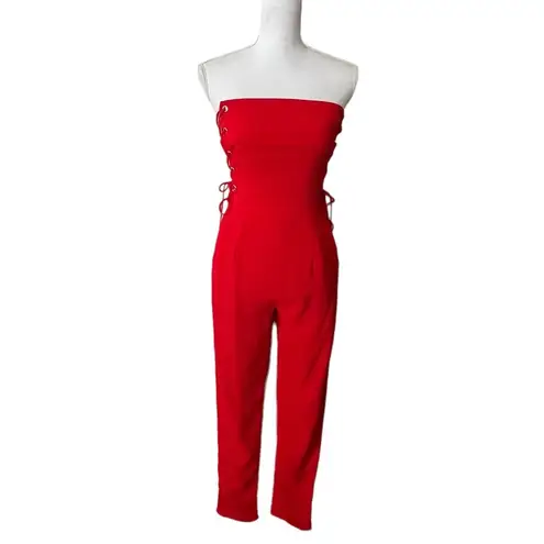 by the way. Kathleen Strap Red Lace Up Back Tapered Pant Jumpsuit Women’s Size XS