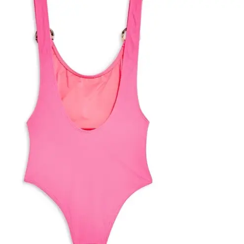 Topshop  Hot Barbie Pink Ribbed Swimsuit