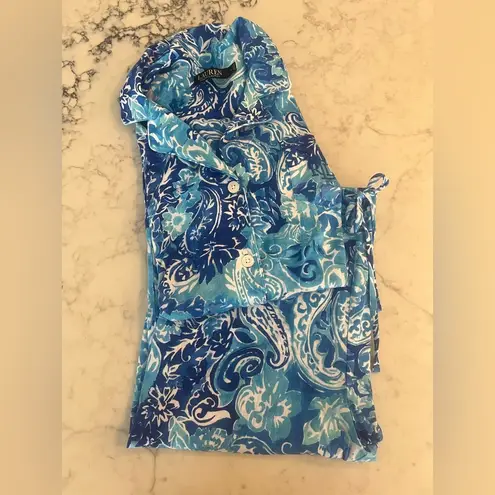 New Women’s Lauren Ralph Lauren Paisley Jersey Capri Sleep Set
Pajamas Large Blue - Image 3