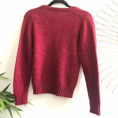 Burgundy and red wool acrylic sweater with a V - Image 2