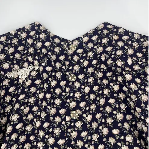 Vintage 90s A.S Elliot Cottagecore Top Sz 2X Coquette Whimsigoth Prairie Granny Blue