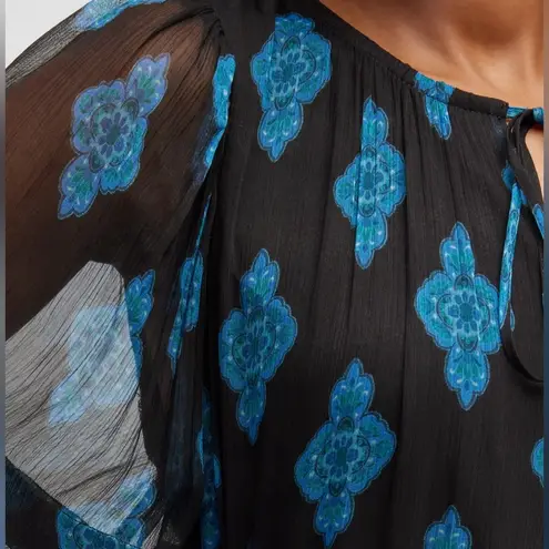 5|48 NWT Kobi Halperin Connor Printed Midi Dress, Black Blue Size XXL New w/Tag $