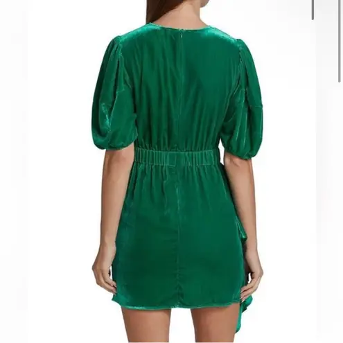 Rhode Pia Ruched Velvet Mini Dress Emerald Green Womens Size 0