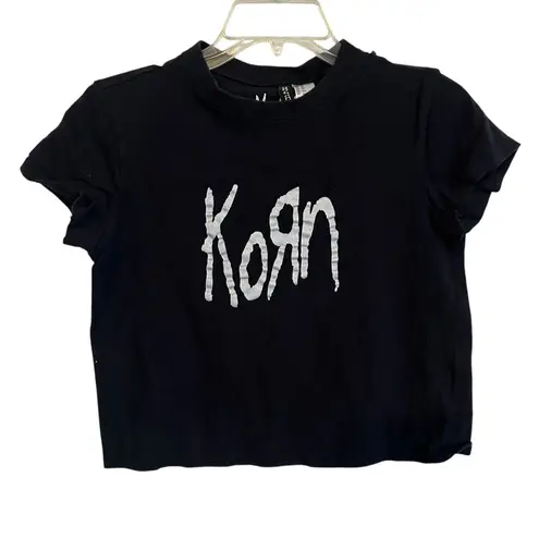 Retro Reprint KORN Baby Tee Crop Top Cropped Top Divided XS Black