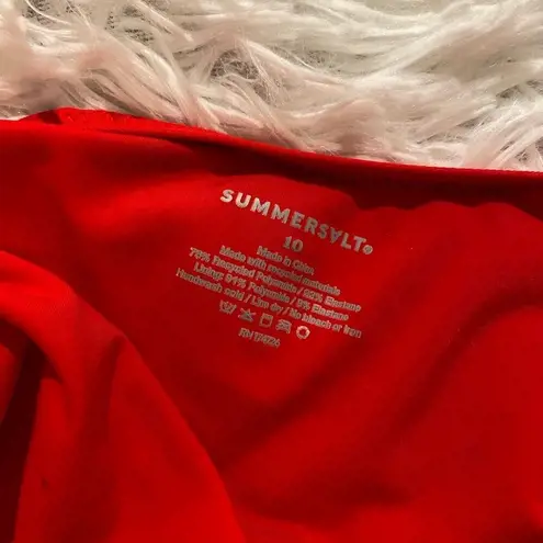 Summersalt The Swan Dive Swimsuit and Skirt in Hibiscus Lava Size 10