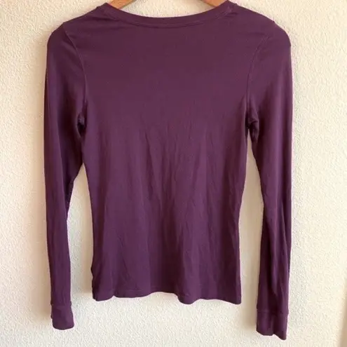 Roots Activewarm Long Sleeve Henley Top Purple Size Small