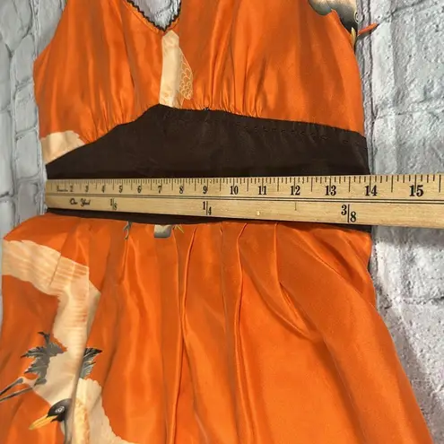 Moulinette Soeurs Anthropologie Crane Silk Halter Dress Tangerine Orange size 4