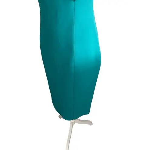 Eliza J Aqua Teal Ruffle Shoulder Scuba Dress Size 4