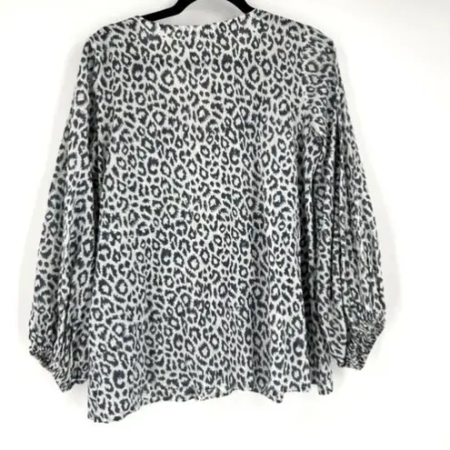 Emerson Fry India Collection Bardot Womens Organic Leopard Top Charcoal Size XS Gray