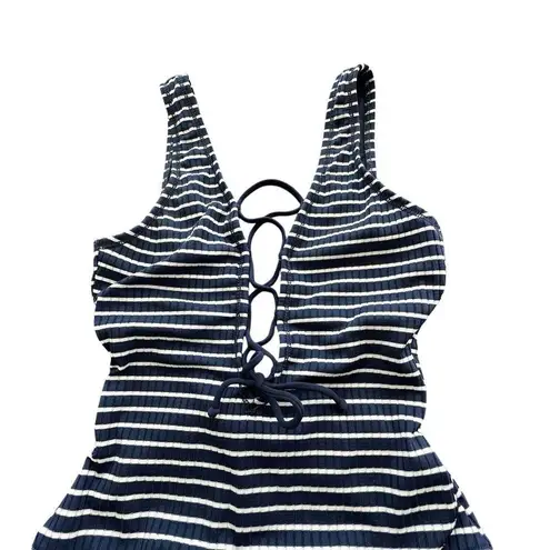 Robin Piccone 4 Sailor Lace UP Front Plunge One-Piece swimsuit