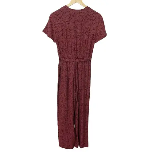 Rails Jet V-Neck Jumpsuit Women’s Size XS Rust Spotted Wide Leg Belted Cropped