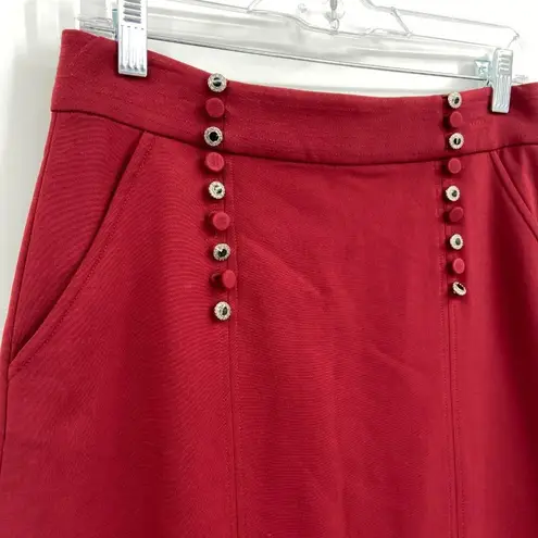 ALC Frank A.L.C. Sydney Slit Midi Skirt Red Buttons