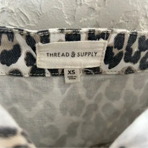 Thread & Supply | Animal Print Overall Mini Denim Dress Size XS Tan