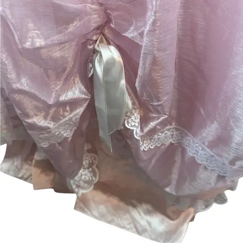 Gunne Sax Vintage 80's Bo Peep Pink Satin Southern Belle Prom Dress Size 11